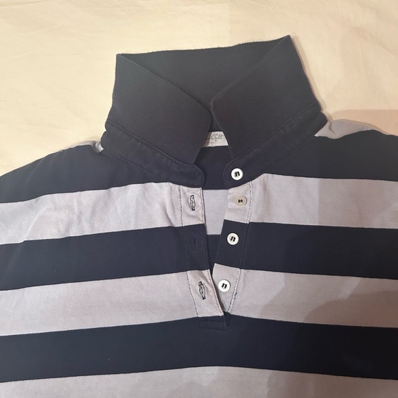 Brandy Melville John Galt Long Sleeve Collar Cropped Blue Striped Shirt Size S - Picture 3 of 5